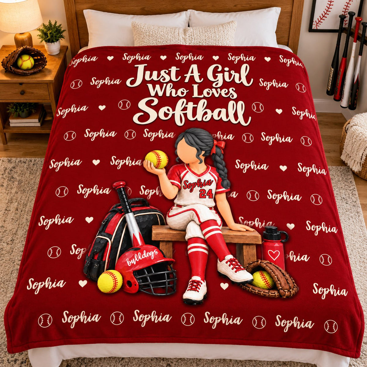 Just A Girl Who Loves Softball - Personalized Blanket For Softball Lovers NA04 VH01 VN09