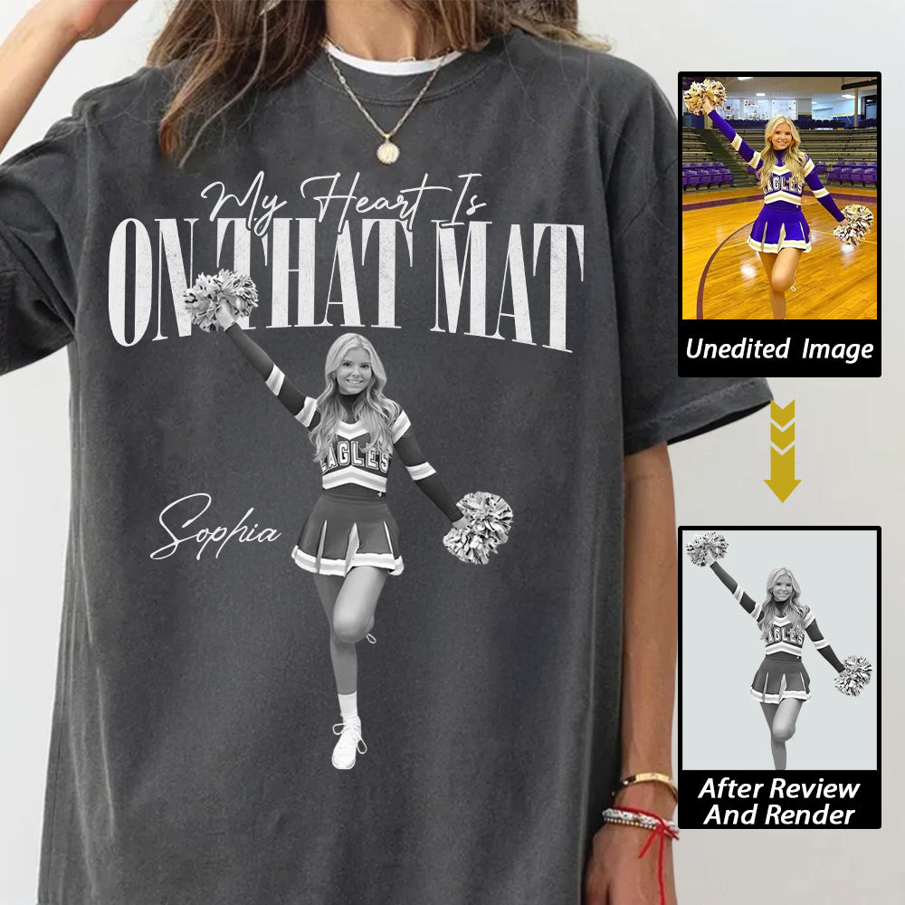 My Heart Is On That Mat- Washed Tee Retro Bootleg Shirt For Cheerleading Na02 Hv01