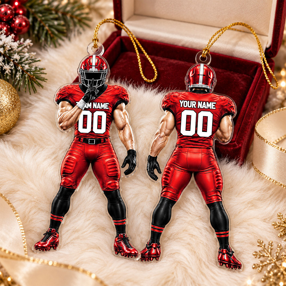 Personalized Football Player Luxury Ornament, Custom Team Name Player Name Number, American Football Christmas Gift for Football Lovers Vr2 Nh00
