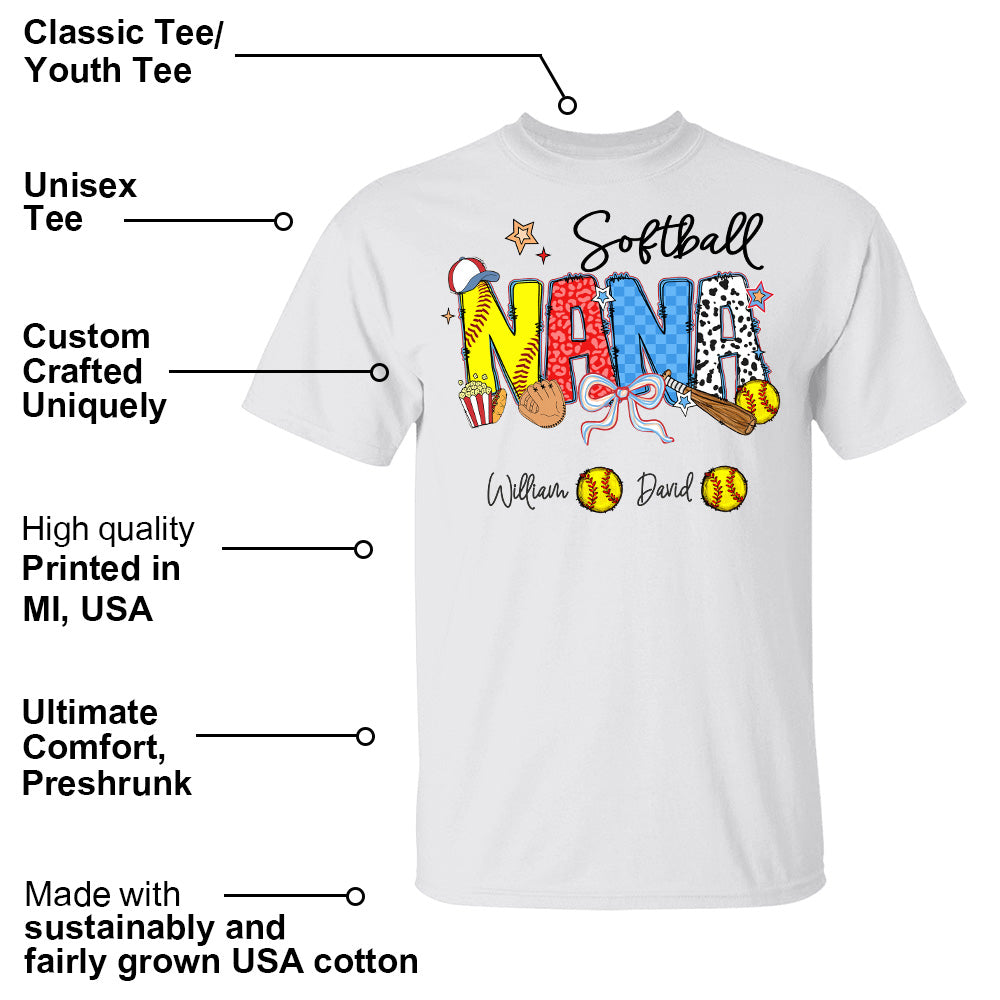 Softball Mama - Personalized Shirt Gift For Grandma