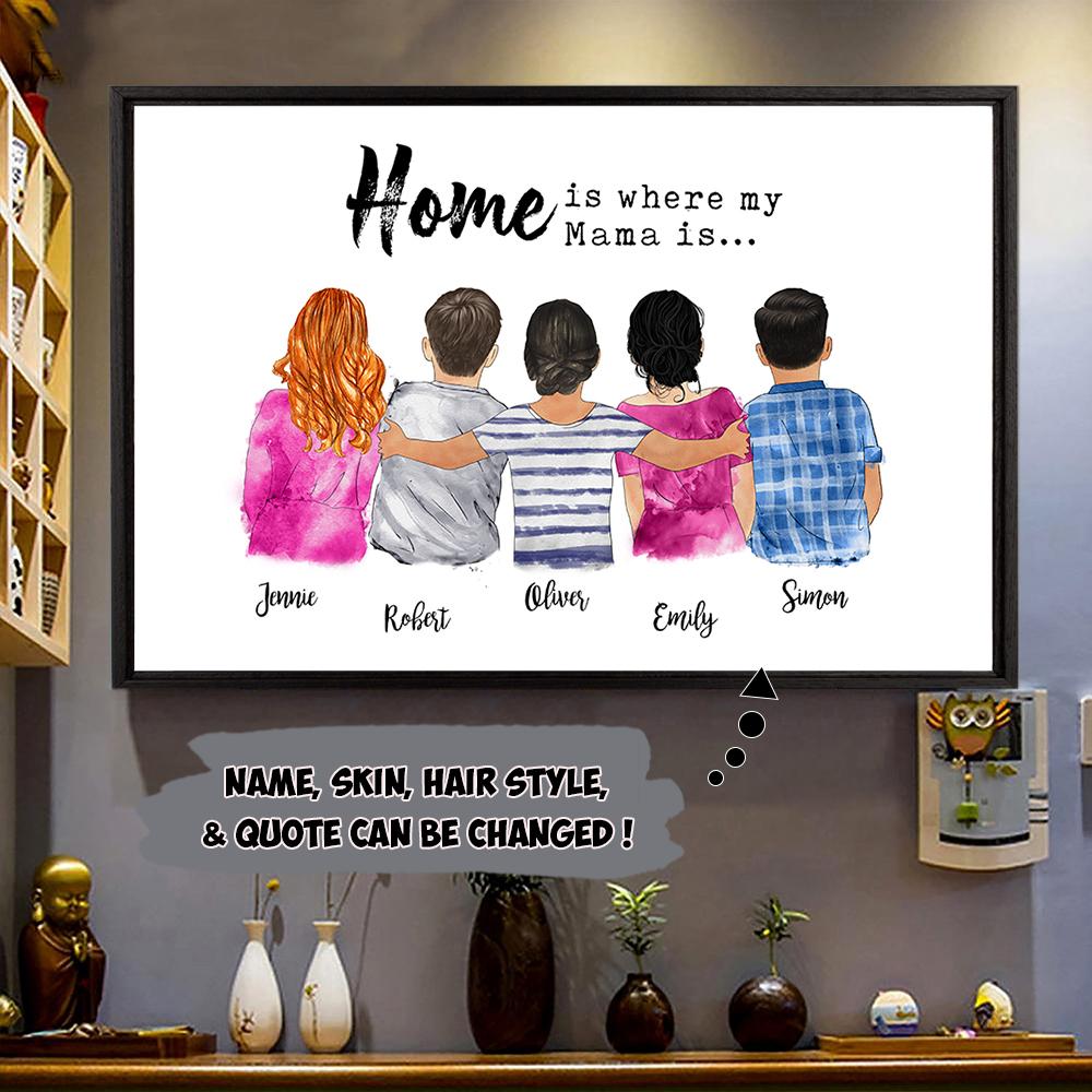 Home Is Where My Mama Is Personalized Poster Canvas Gift For Mom