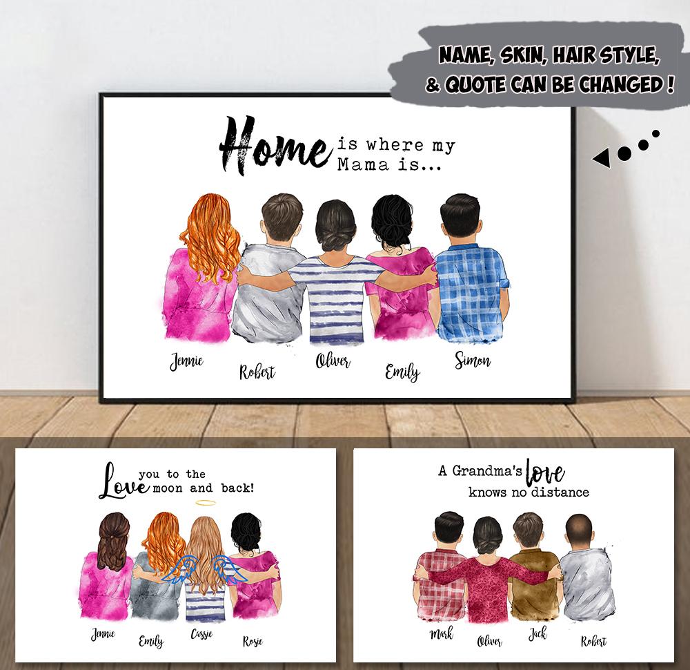 Home Is Where My Mama Is Personalized Poster Canvas Gift For Mom