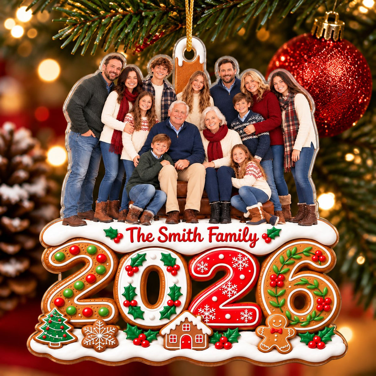 Custom Photo Christmas Family, Personalized Custom Shaped Acrylic Ornament, Gift For Family MI209 T24