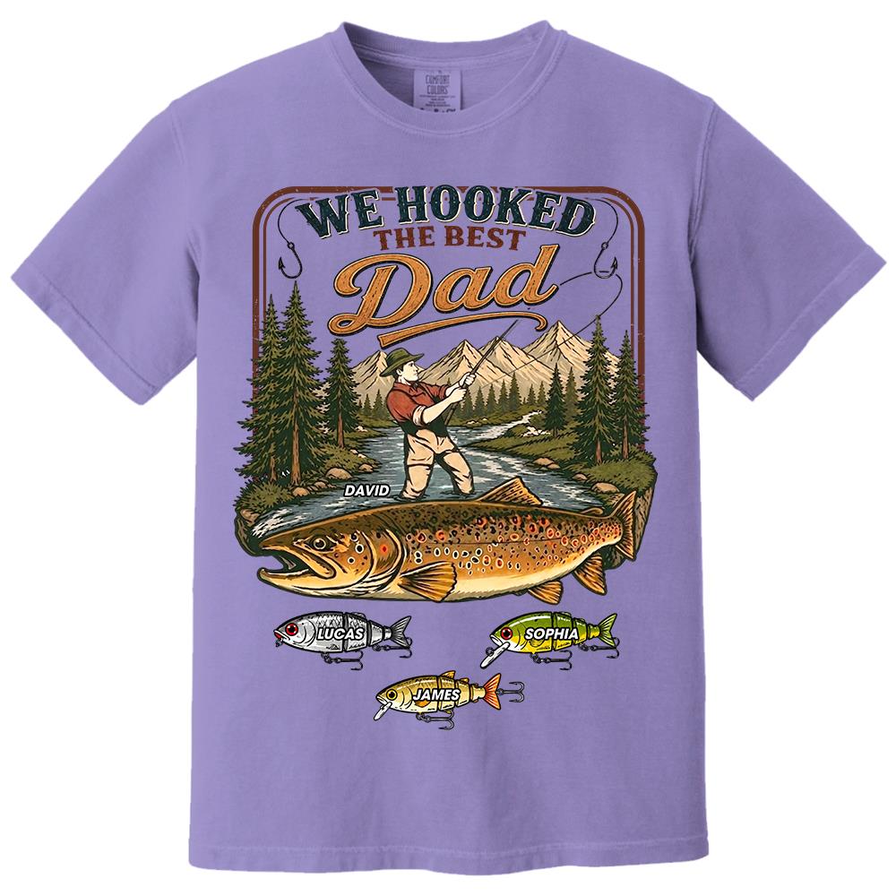 We Hooked The Best Dad, Personalized Fishing Dad Shirt With Custom Kids, Gift For Fishing Fathers Day, Gift For Dad Husband Grandpa MI209 Hv01