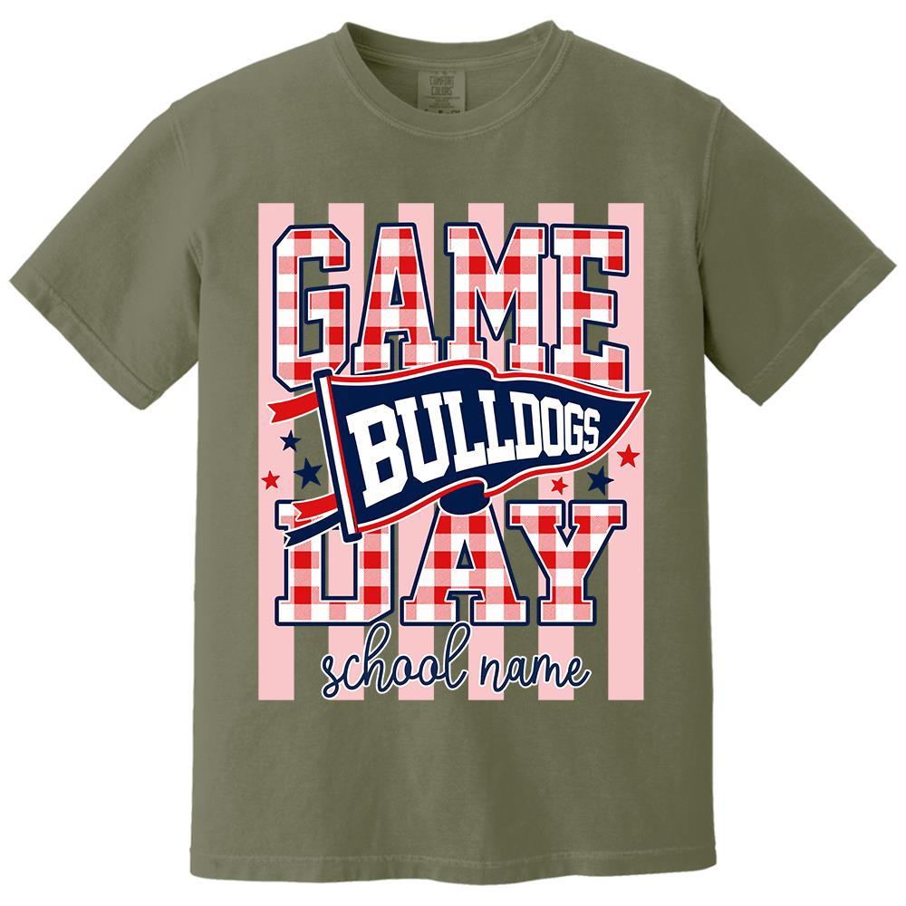 Game Day Striped School Mascot Shirt, Personalized Football School Spirit, Gifts For Teacher Student MI209 Hv01