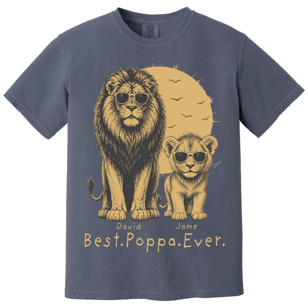 Retro Vintage Lion Dad And Kids Daddy Protector - Personalized Shirt - Cool Father's Day Gift For Dad, Husband Hv01 Vr2