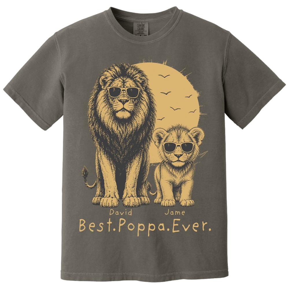Retro Vintage Lion Dad And Kids Daddy Protector - Personalized Shirt - Cool Father's Day Gift For Dad, Husband Hv01 Vr2
