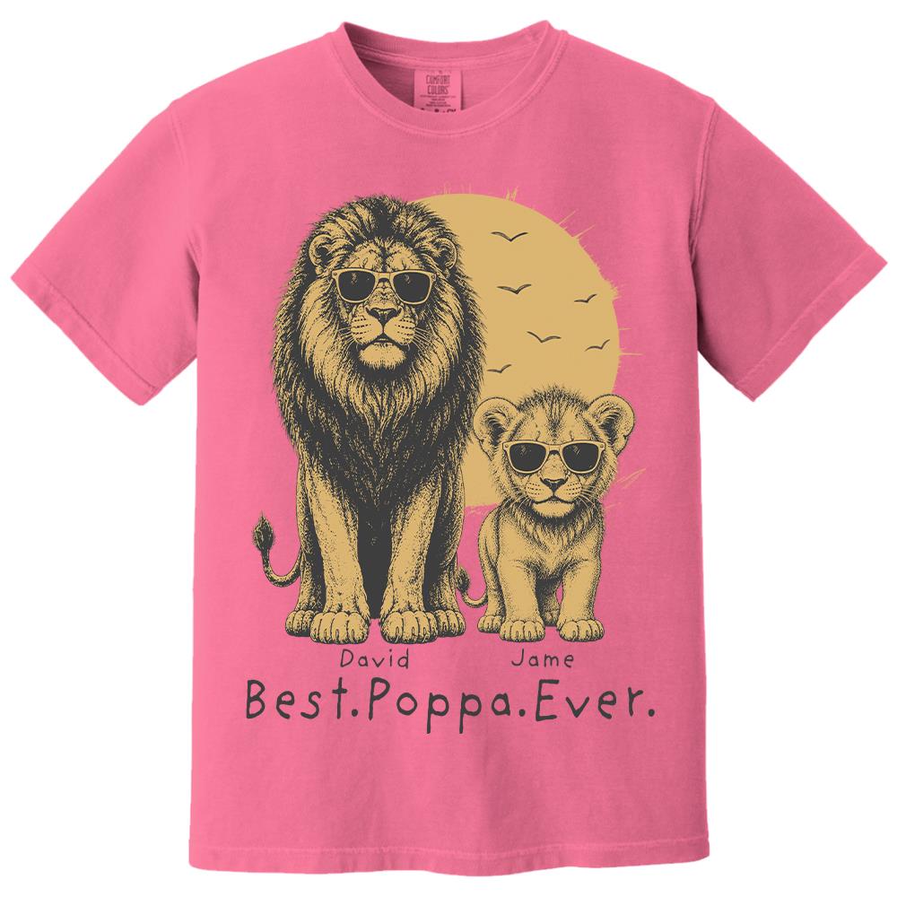 Retro Vintage Lion Dad And Kids Daddy Protector - Personalized Shirt - Cool Father's Day Gift For Dad, Husband Hv01 Vr2