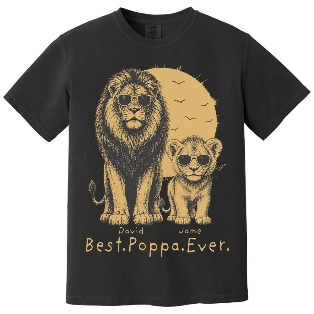 Retro Vintage Lion Dad And Kids Daddy Protector - Personalized Shirt - Cool Father's Day Gift For Dad, Husband Hv01 Vr2