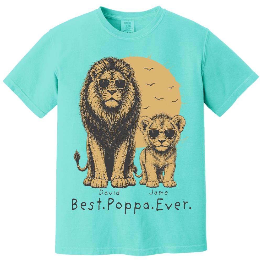 Retro Vintage Lion Dad And Kids Daddy Protector - Personalized Shirt - Cool Father's Day Gift For Dad, Husband Hv01 Vr2