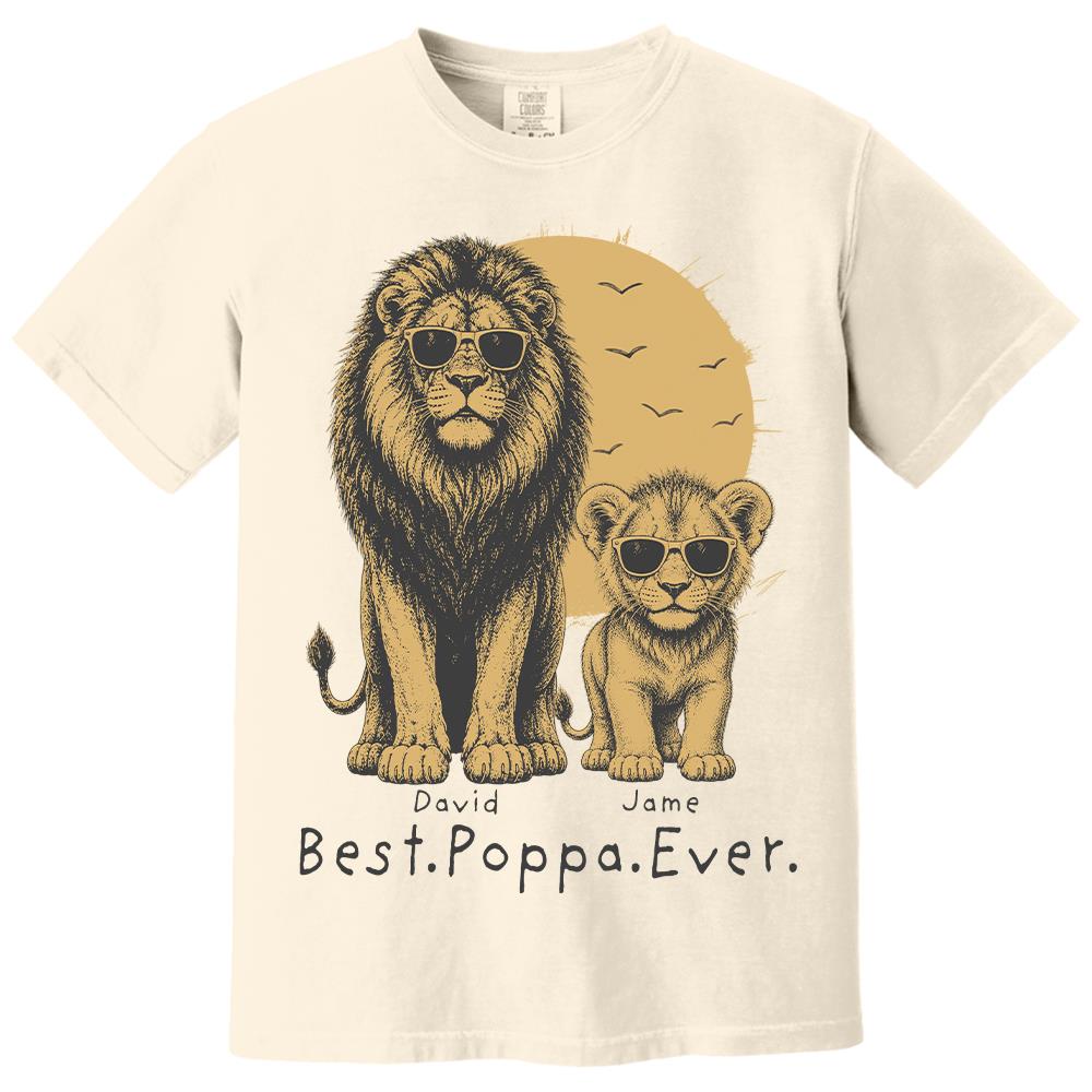 Retro Vintage Lion Dad And Kids Daddy Protector - Personalized Shirt - Cool Father's Day Gift For Dad, Husband Hv01 Vr2