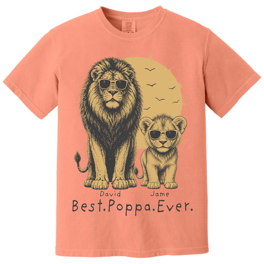 Retro Vintage Lion Dad And Kids Daddy Protector - Personalized Shirt - Cool Father's Day Gift For Dad, Husband Hv01 Vr2