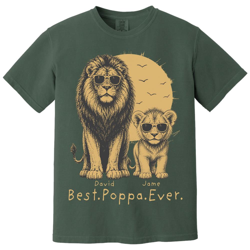 Retro Vintage Lion Dad And Kids Daddy Protector - Personalized Shirt - Cool Father's Day Gift For Dad, Husband Hv01 Vr2