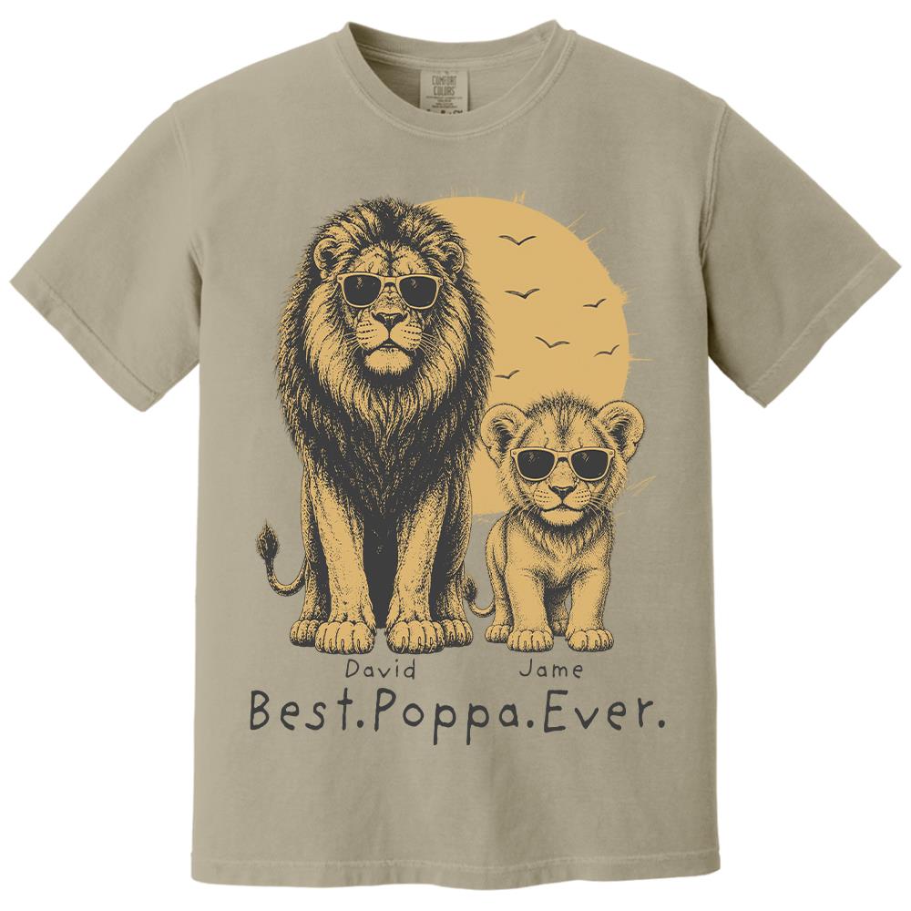 Retro Vintage Lion Dad And Kids Daddy Protector - Personalized Shirt - Cool Father's Day Gift For Dad, Husband Hv01 Vr2
