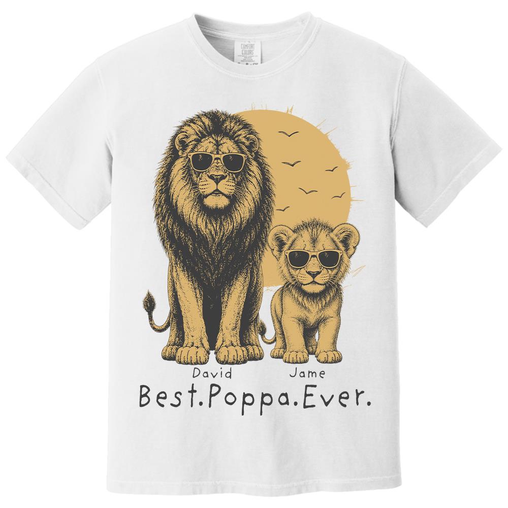 Retro Vintage Lion Dad And Kids Daddy Protector - Personalized Shirt - Cool Father's Day Gift For Dad, Husband Hv01 Vr2