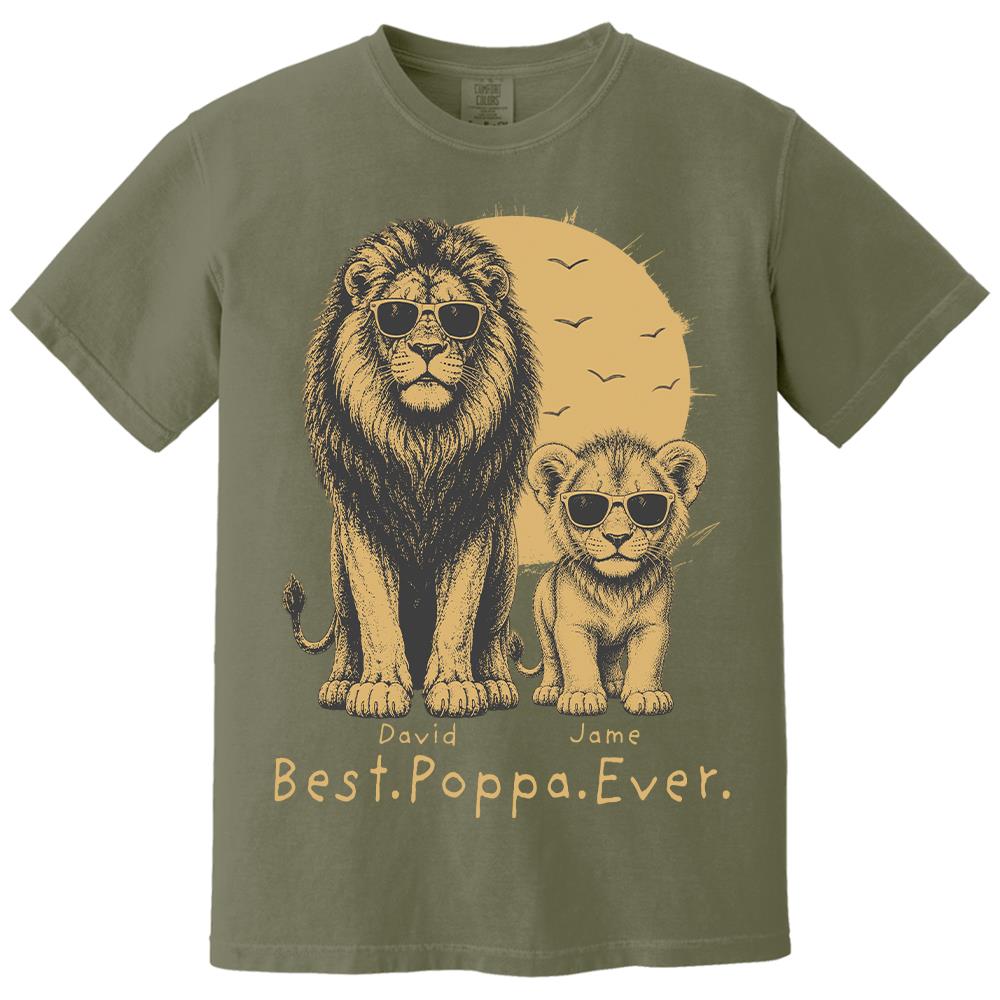 Retro Vintage Lion Dad And Kids Daddy Protector - Personalized Shirt - Cool Father's Day Gift For Dad, Husband Hv01 Vr2