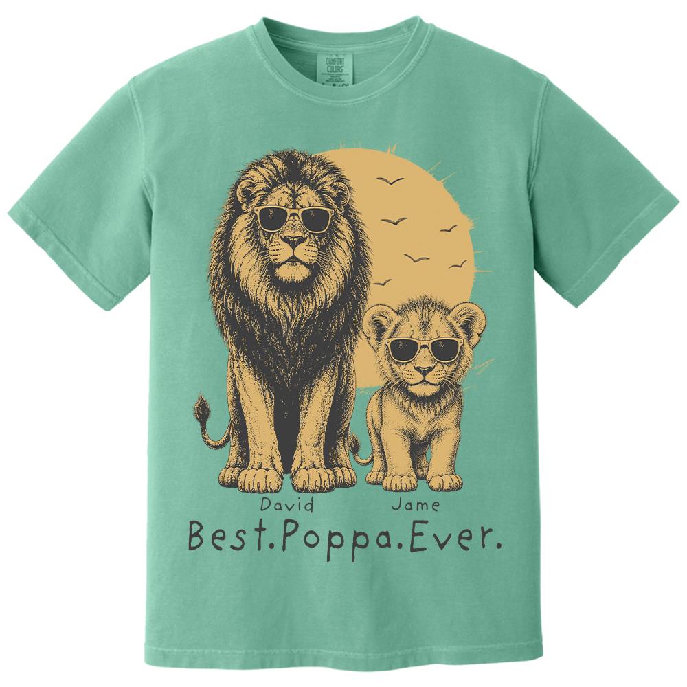 Retro Vintage Lion Dad And Kids Daddy Protector - Personalized Shirt - Cool Father's Day Gift For Dad, Husband Hv01 Vr2
