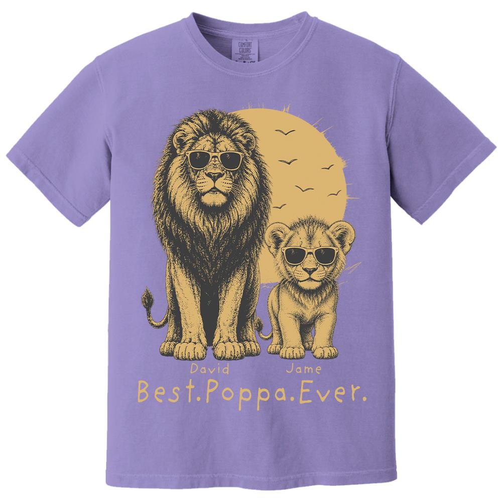 Retro Vintage Lion Dad And Kids Daddy Protector - Personalized Shirt - Cool Father's Day Gift For Dad, Husband Hv01 Vr2