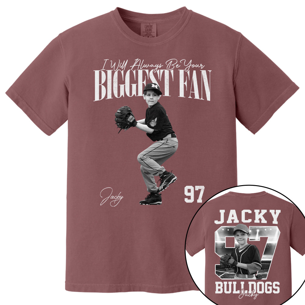 I'll Always Be Your Biggest Fan - Washed Tee Retro Bootleg Shirt - Custom Photo Baseball Player Gift For Baseball Lovers T1807 T24