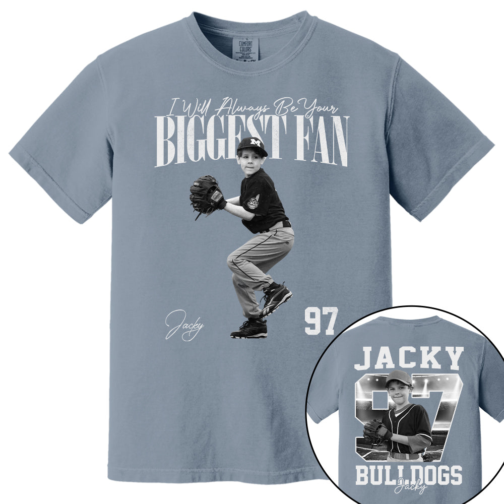 I'll Always Be Your Biggest Fan - Washed Tee Retro Bootleg Shirt - Custom Photo Baseball Player Gift For Baseball Lovers T1807 T24