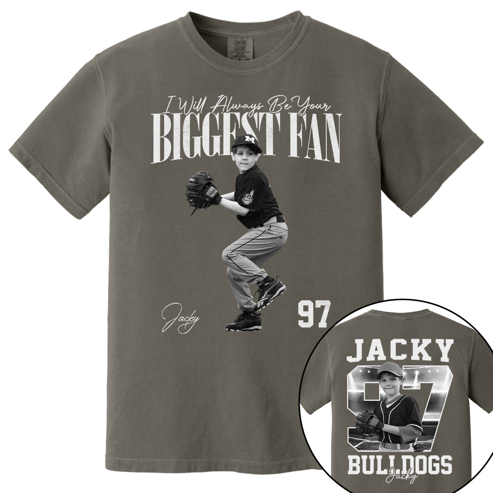 I'll Always Be Your Biggest Fan - Washed Tee Retro Bootleg Shirt - Custom Photo Baseball Player Gift For Baseball Lovers T1807 T24