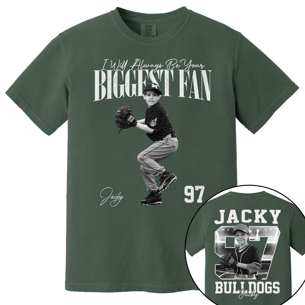 I'll Always Be Your Biggest Fan - Washed Tee Retro Bootleg Shirt - Custom Photo Baseball Player Gift For Baseball Lovers T1807 T24