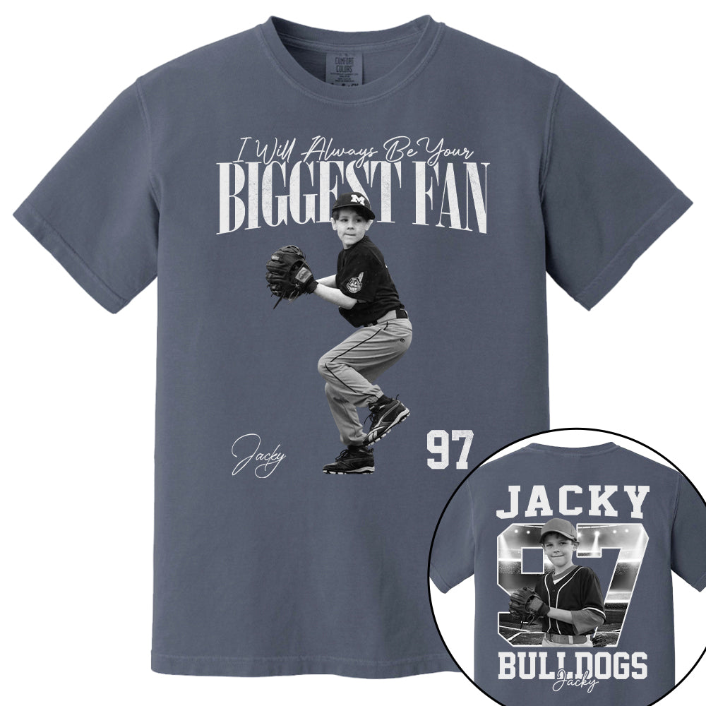 I'll Always Be Your Biggest Fan - Washed Tee Retro Bootleg Shirt - Custom Photo Baseball Player Gift For Baseball Lovers T1807 T24