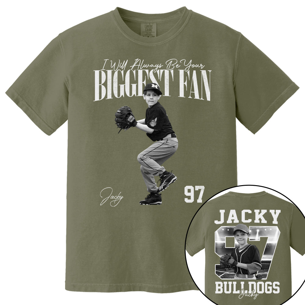 I'll Always Be Your Biggest Fan - Washed Tee Retro Bootleg Shirt - Custom Photo Baseball Player Gift For Baseball Lovers T1807 T24