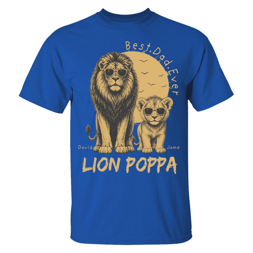 Retro Vintage Lion Dad And Kids Daddy Protector - Personalized Shirt - Cool Father's Day Gift For Dad, Husband Hv01 Vr1