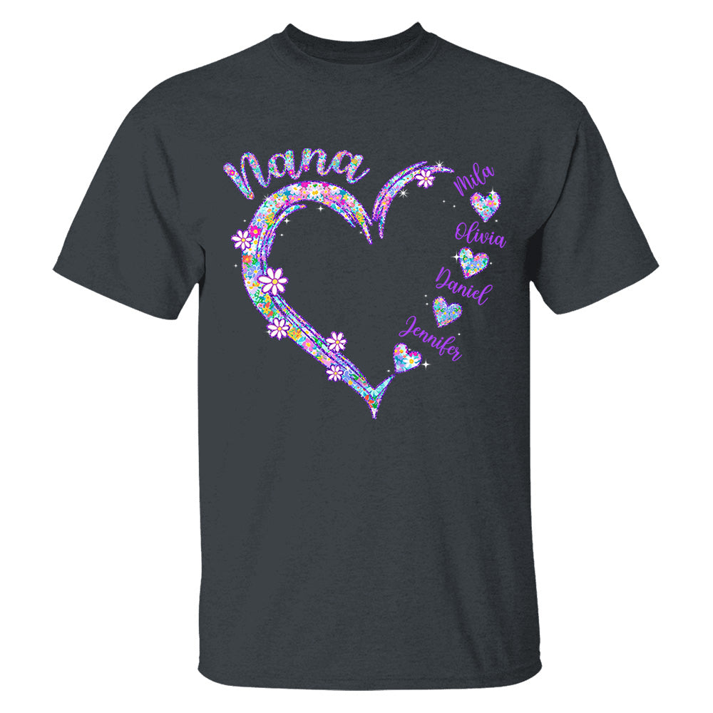 Grandma Heart - Personalized Nicknames Grandma Mimi Gigi Custom Kid Names NA04 - NV01