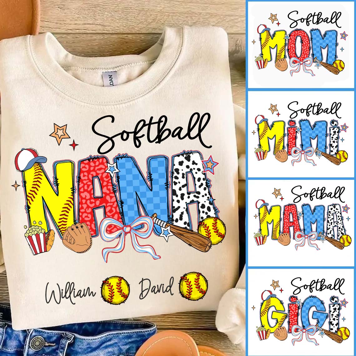 Softball Mama - Personalized Shirt Gift For Grandma