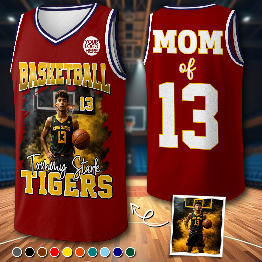 Personalized Basketball Jersey, Custom Photo And Team Name For Basketball Mom Sport Family T1807 Pt99