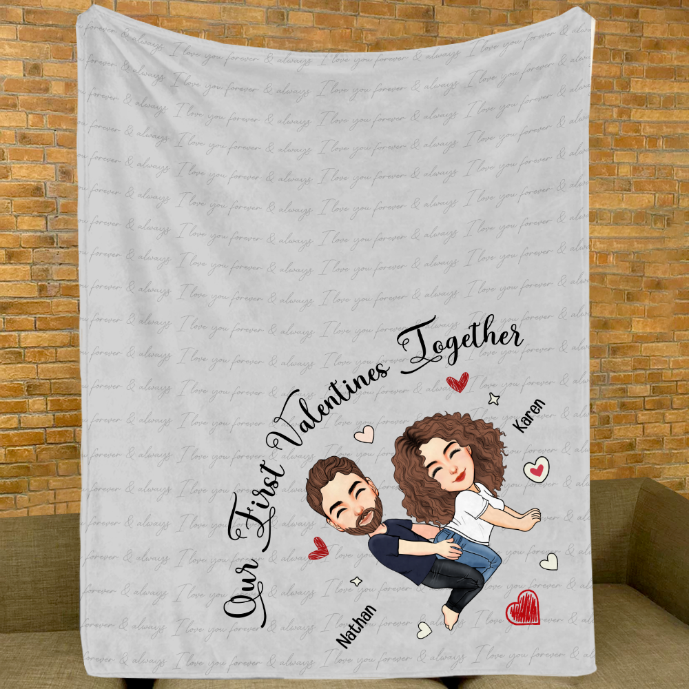 Our First Valentines Together Naughty Couple - Personalized Fleece Blanket, Sherpa Blanket Pa00