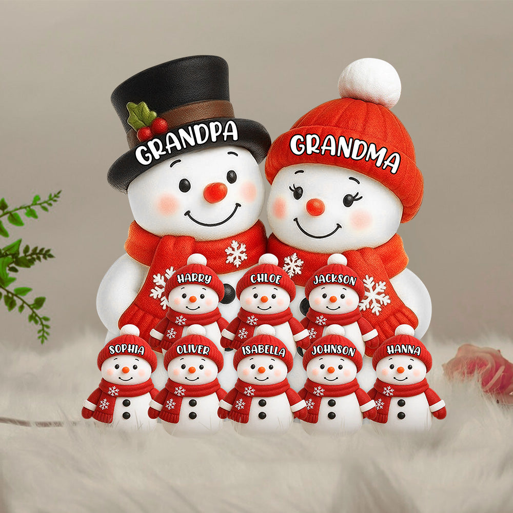 Cute Snow Family, Soft Light for Winter Nights and Party Decor, Creative Gift for Grandma and Grandpa