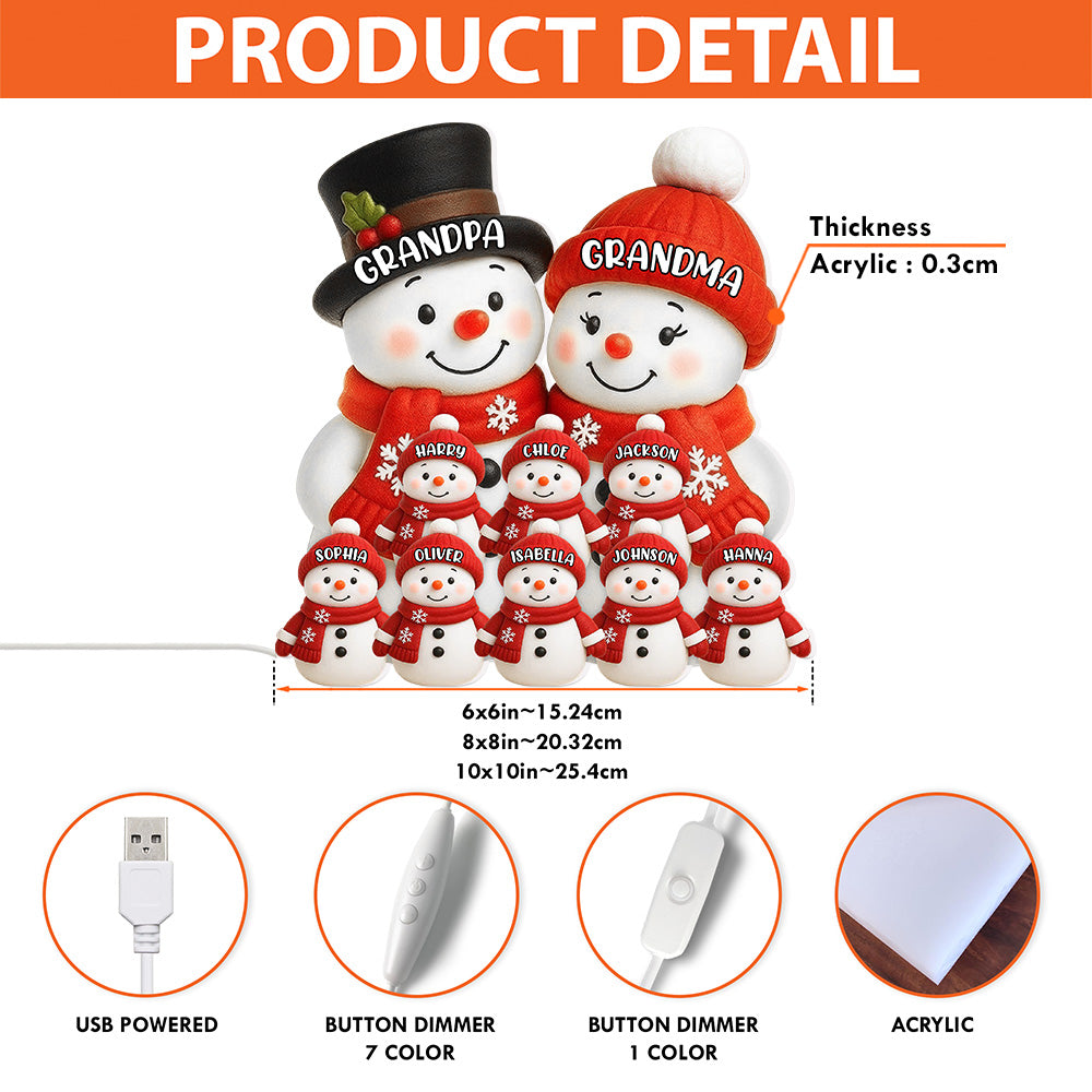 Cute Snow Family, Soft Light for Winter Nights and Party Decor, Creative Gift for Grandma and Grandpa