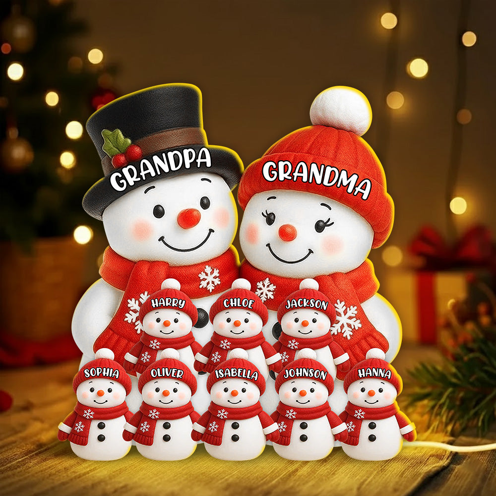 Cute Snow Family, Soft Light for Winter Nights and Party Decor, Creative Gift for Grandma and Grandpa