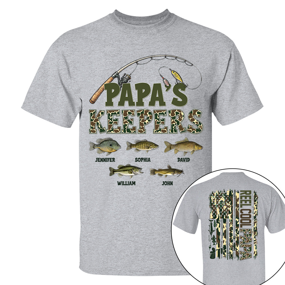 Daddy's Keepers - Personalized Vintage Shirt For Fishing Family - Gifts For Dad NA04 VH01