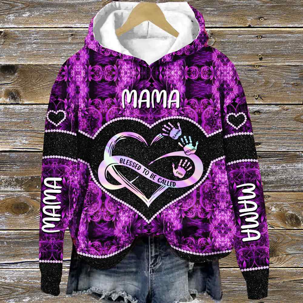Personalized Shirt Gift For Grandmas - Blessed To Be Called Grandma Infinity Heart Handprints 3D Shirt - Grandma With Grandkids Name All Over Print Shirts