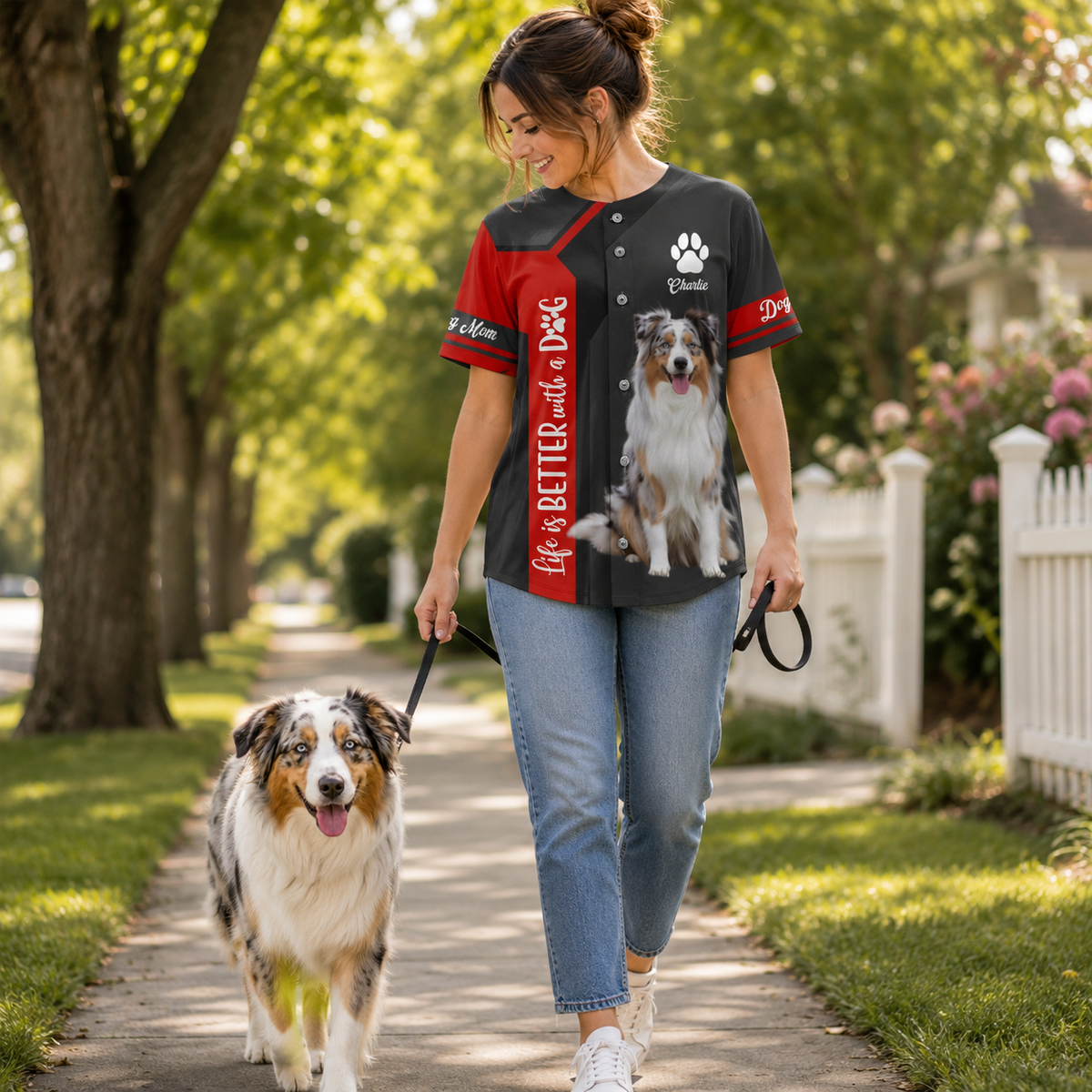 Life Is Better With A Dog, Personalized Baseball Jersey, Custom Photo Dog Mom Dog Dad Shirt, Gift For Dog Lover T1807