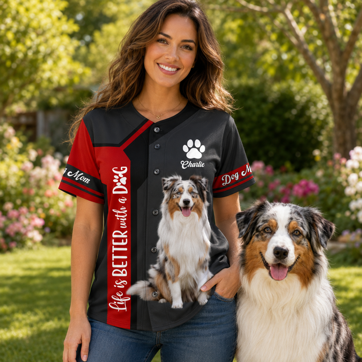 Life Is Better With A Dog, Personalized Baseball Jersey, Custom Photo Dog Mom Dog Dad Shirt, Gift For Dog Lover T1807