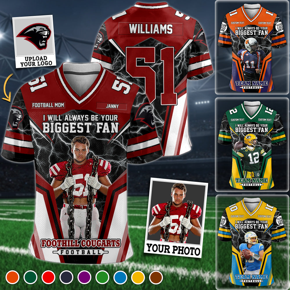 I Will Always Be Your Biggest Fan Custom Photo All Over Print Football Jersey For Football Mom Mama Sport Family H2511