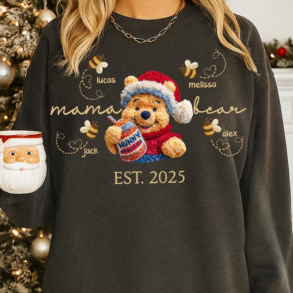 Custom Mama Bear Est And Grandkids Christmas Shirt For Grandma