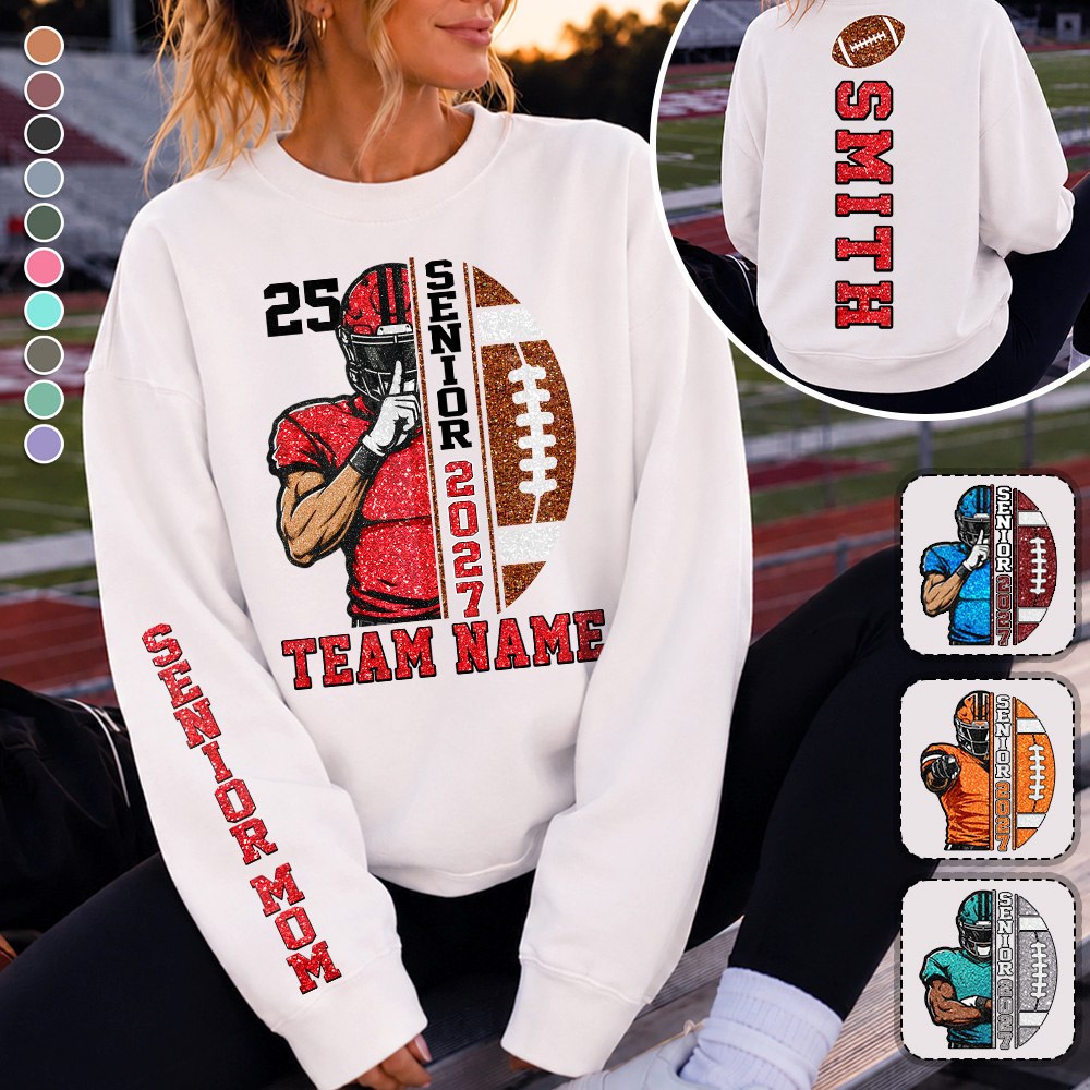 Proud Senior Football Mom - Personalized Shirt For Football Player Family NA04