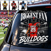 Personalized I'll Always Be Your Biggest Fan Football Car Decal, Custom Football Player Name & Number Sticker, Gift for Sports Moms and Dads T1807