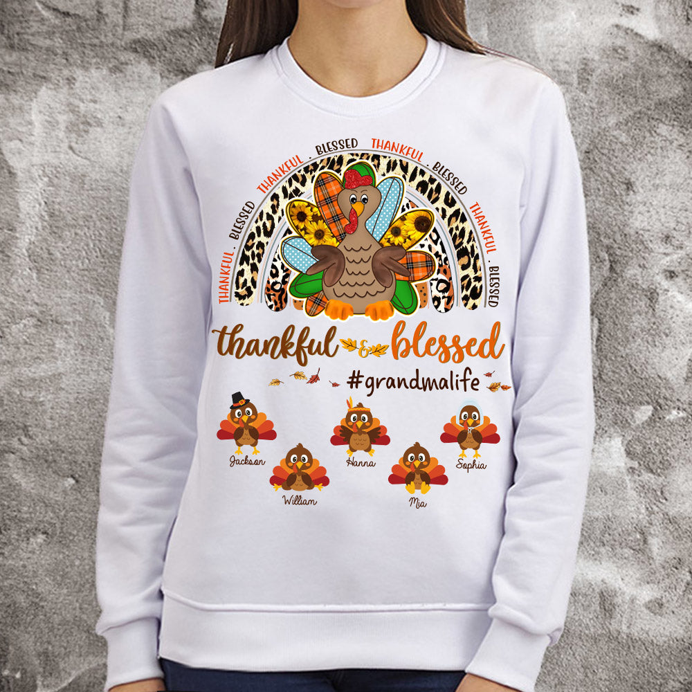 Thankful Grandma Personalized Nickname Grandkid's Name Shirt For Grandma Nana Gigi Mimi