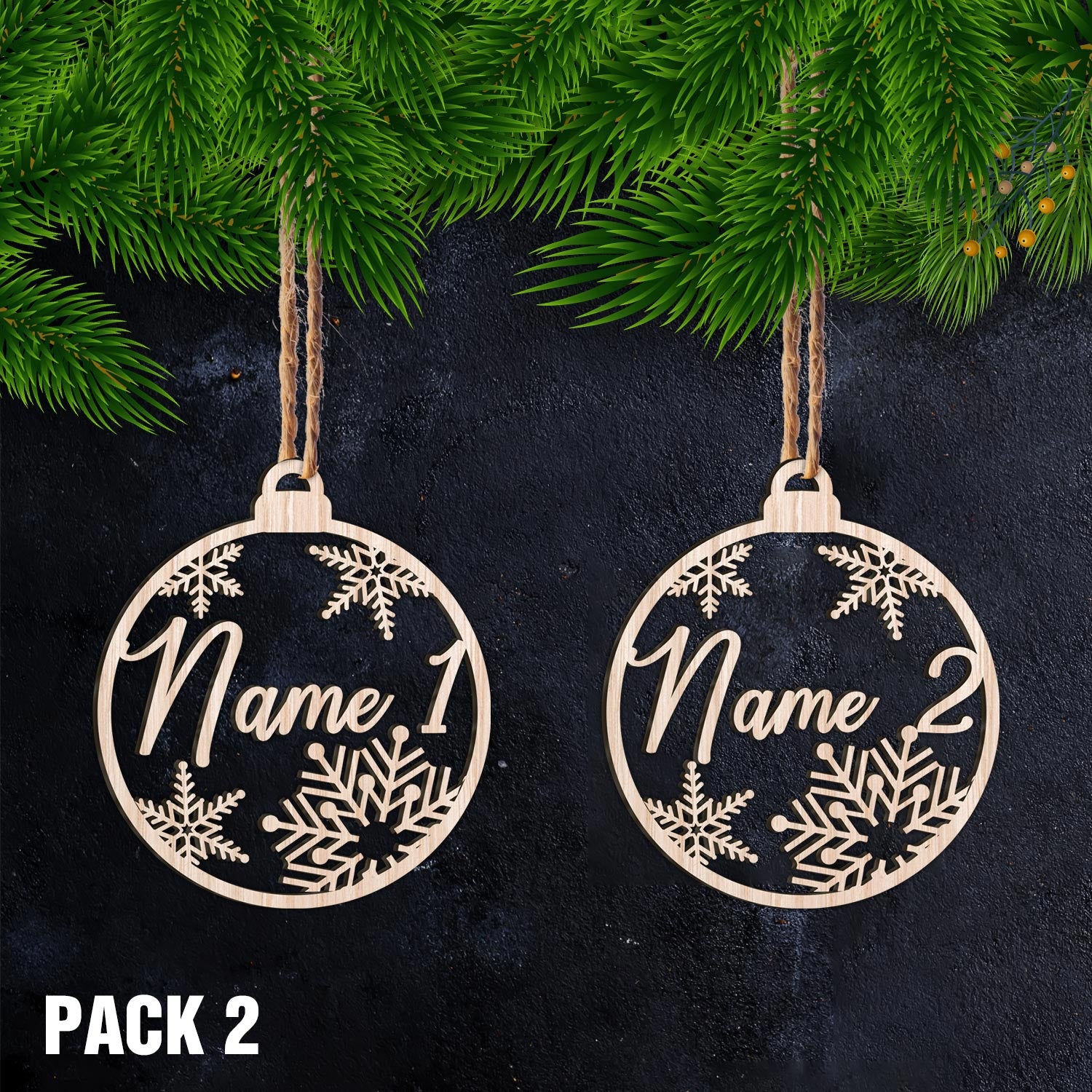 Personalized Christmas Name Ornament, 2021 Wooden Xmas Ornaments With Family Member Names, Custom Holiday Ornament TRHN