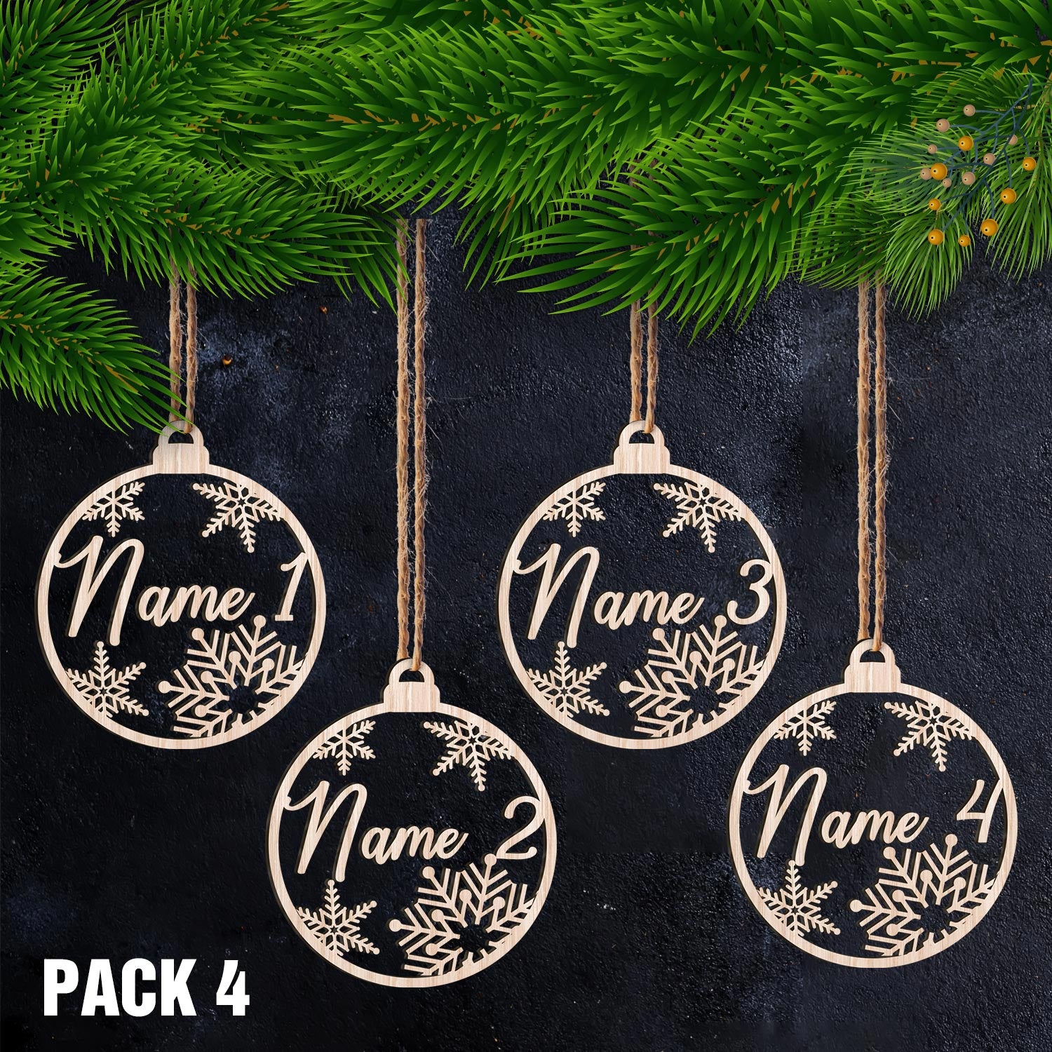 Personalized Christmas Name Ornament, 2021 Wooden Xmas Ornaments With Family Member Names, Custom Holiday Ornament TRHN