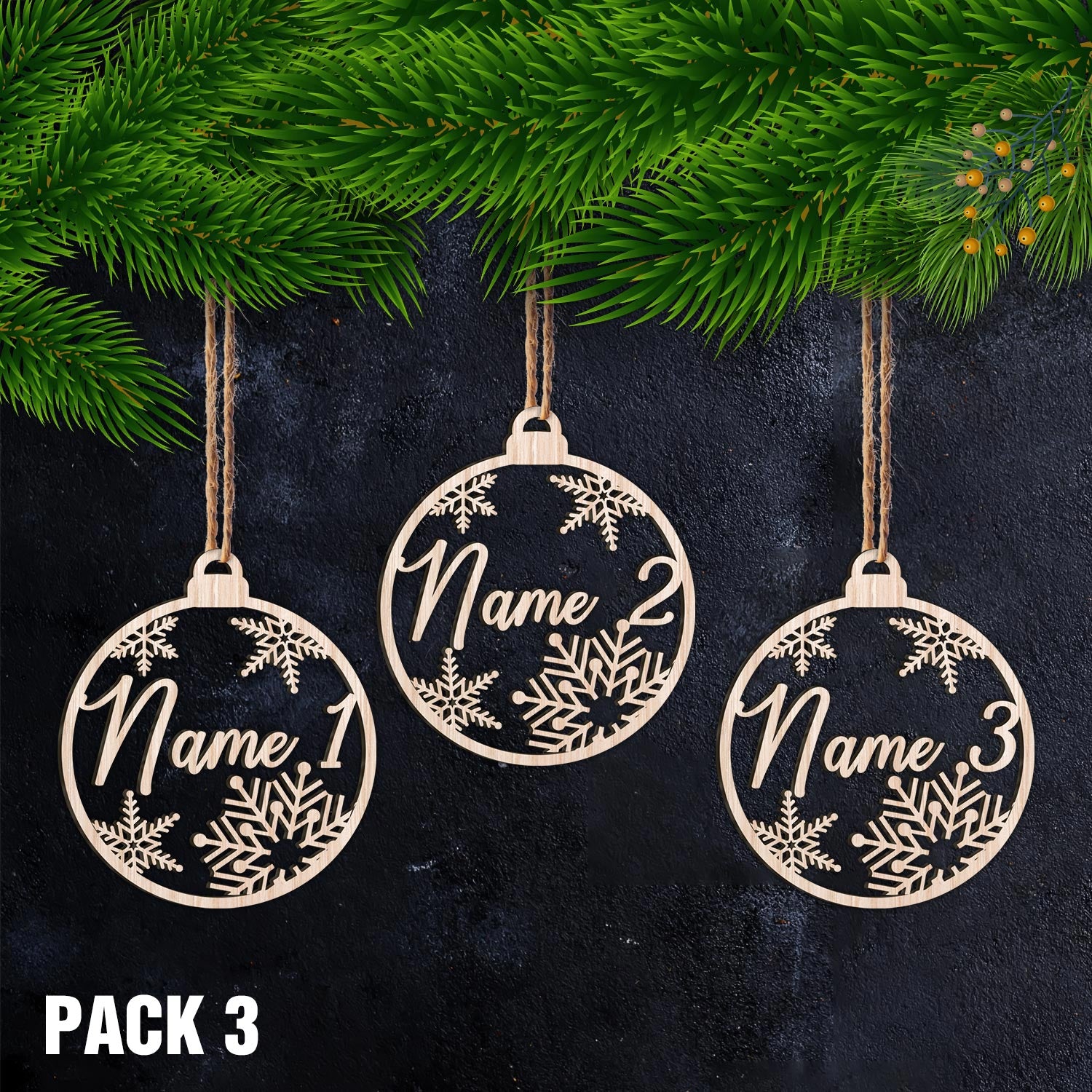 Personalized Christmas Name Ornament, 2021 Wooden Xmas Ornaments With Family Member Names, Custom Holiday Ornament TRHN