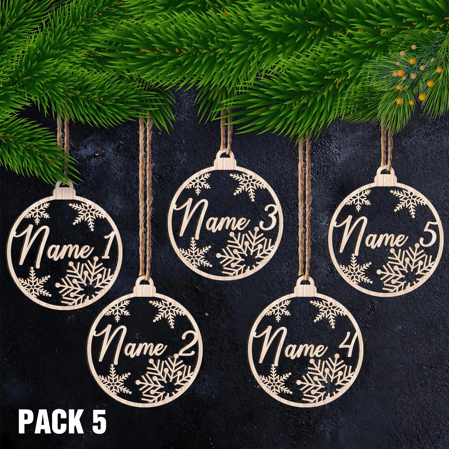 Personalized Christmas Name Ornament, 2021 Wooden Xmas Ornaments With Family Member Names, Custom Holiday Ornament TRHN