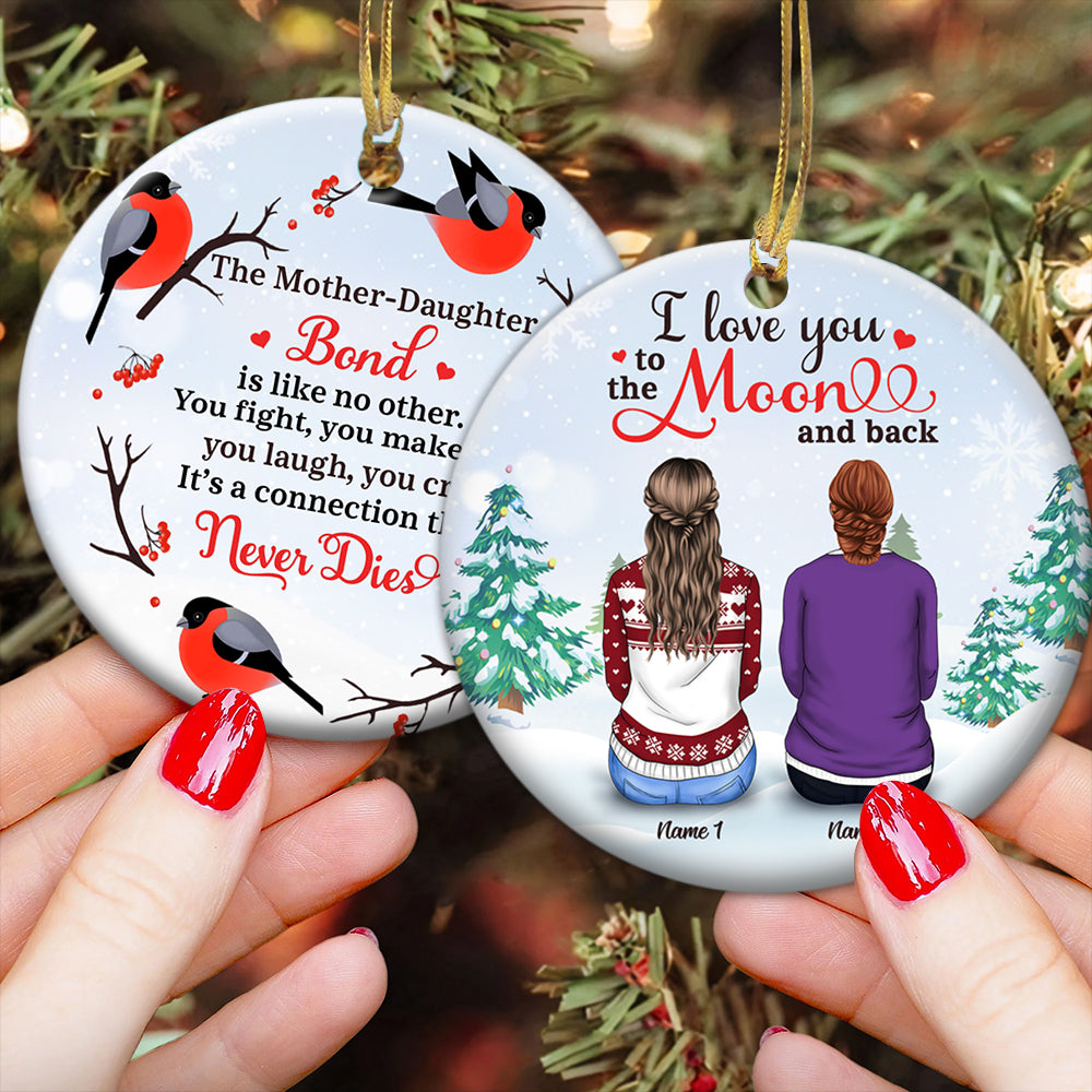 I Love You to the Moon & Back, Christmas Gift, Personalized Ornament for you & your beloved mom, TRNA